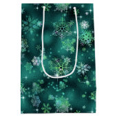 Snowflakes Pattern Green ID846 Medium Cadeauzakje (Achterkant)