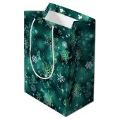 Snowflakes Pattern Green ID846 Medium Cadeauzakje (Achterkant Gekanteld)