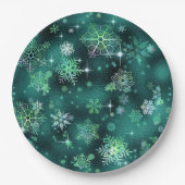 Snowflakes Pattern Green ID846 Papieren Bordje (Voorkant)