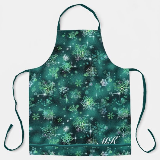 Snowflakes Pattern Green ID846 Schort (Voorkant)