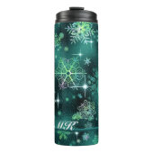  Snowflakes Pattern Green ID846 Thermosbeker (Voorkant)