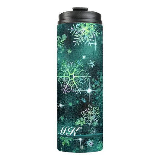  Snowflakes Pattern Green ID846 Thermosbeker (Voorkant)