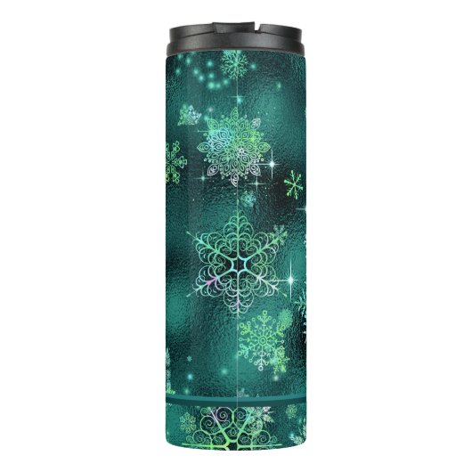  Snowflakes Pattern Green ID846 Thermosbeker (Achterkant)