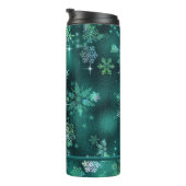  Snowflakes Pattern Green ID846 Thermosbeker (Geroteerd rechts)