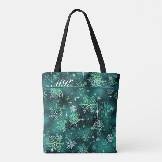 Snowflakes Pattern Green ID846 Tote Bag (Achterkant)