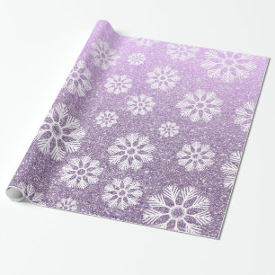 Snowflakes Pattern Holiday Lavender Faux Glitter Cadeaupapier
