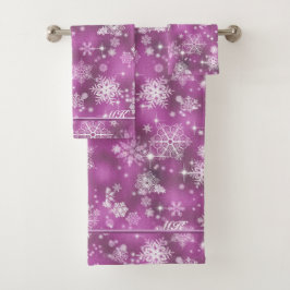  Snowflakes Pattern Orchid Pink ID846 Bad Handdoek
