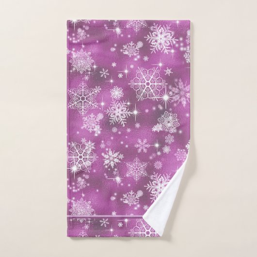  Snowflakes Pattern Orchid Pink ID846 Bad Handdoek (Handdoek)