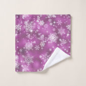  Snowflakes Pattern Orchid Pink ID846 Bad Handdoek (Wasdoekje)