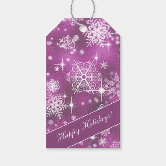  Snowflakes Pattern Orchid Pink ID846 Cadeaulabel (Voorkant)