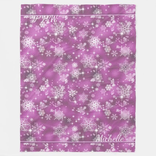  Snowflakes Pattern Orchid Pink ID846 Fleece Deken (Voorkant)