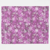  Snowflakes Pattern Orchid Pink ID846 Fleece Deken (Voorkant (Horizontaal))