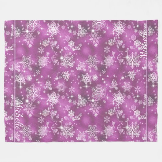  Snowflakes Pattern Orchid Pink ID846 Fleece Deken (Voorkant (Horizontaal))