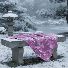  Snowflakes Pattern Orchid Pink ID846 Fleece Deken