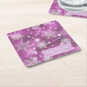  Snowflakes Pattern Orchid Pink ID846 Kartonnen Onderzetters (Schuin)