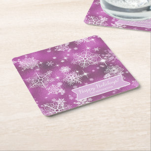 Snowflakes Pattern Orchid Pink ID846 Kartonnen Onderzetters