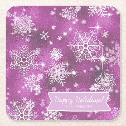  Snowflakes Pattern Orchid Pink ID846 Kartonnen Onderzetters (Voorkant)