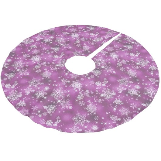  Snowflakes Pattern Orchid Pink ID846 Kerstboom Rok (Gekanteld)