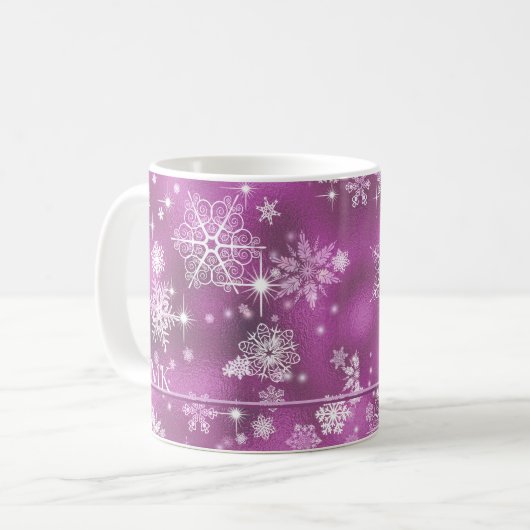  Snowflakes Pattern Orchid Pink ID846 Koffiemok (Voorkant links)