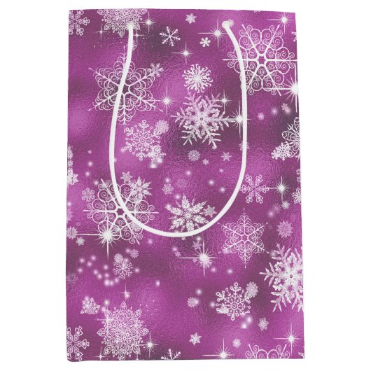  Snowflakes Pattern Orchid Pink ID846 Medium Cadeauzakje (Voorkant)