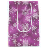 Snowflakes Pattern Orchid Pink ID846 Medium Cadeauzakje (Achterkant)