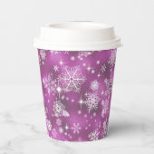  Snowflakes Pattern Orchid Pink ID846 Papieren Bekers (Achterkant)