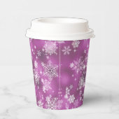  Snowflakes Pattern Orchid Pink ID846 Papieren Bekers (Rechts)