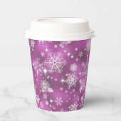  Snowflakes Pattern Orchid Pink ID846 Papieren Bekers (Voorkant)