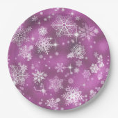  Snowflakes Pattern Orchid Pink ID846 Papieren Bordje (Voorkant)