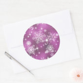  Snowflakes Pattern Orchid Pink ID846 Ronde Sticker (Envelop)