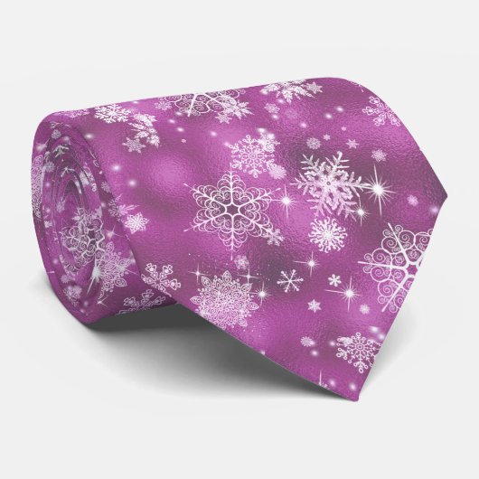  Snowflakes Pattern Orchid Pink ID846 Stropdas (Opgerold)