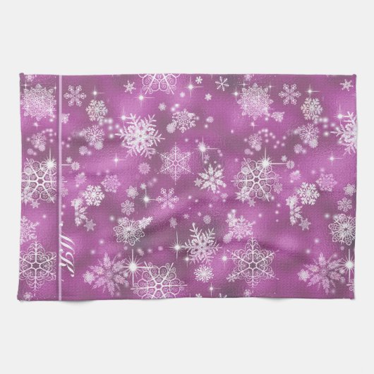  Snowflakes Pattern Orchid Pink ID846 Theedoek (Horizontaal)