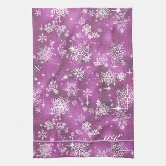 Snowflakes Pattern Orchid Pink ID846 Theedoek (Verticaal)