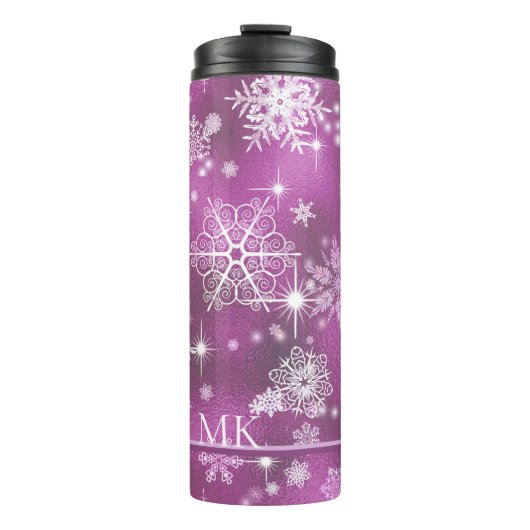  Snowflakes Pattern Orchid Pink ID846 Thermosbeker (Voorkant)