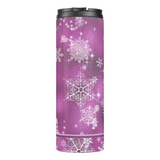  Snowflakes Pattern Orchid Pink ID846 Thermosbeker (Achterkant)