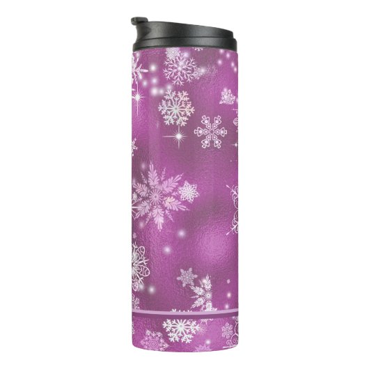 Snowflakes Pattern Orchid Pink ID846 Thermosbeker (Geroteerd rechts)
