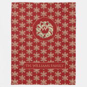Snowflakes Pattern Red en Gold Kerstmis Wreater Fleece Deken (Voorkant)