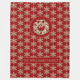 Snowflakes Pattern Red en Gold Kerstmis Wreater Fleece Deken