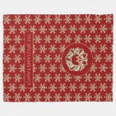 Snowflakes Pattern Red en Gold Kerstmis Wreater Fleece Deken (Voorkant (Horizontaal))