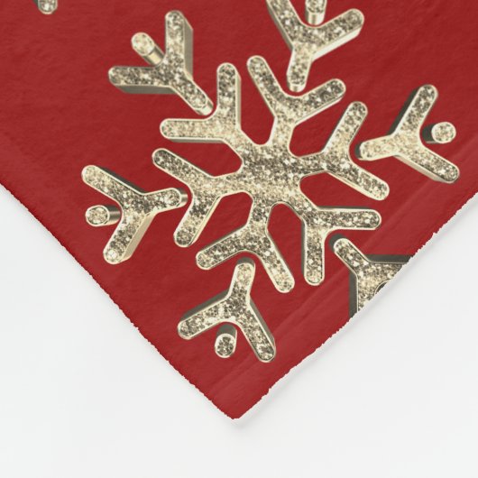 Snowflakes Pattern Red en Gold Kerstmis Wreater Fleece Deken (Hoek)