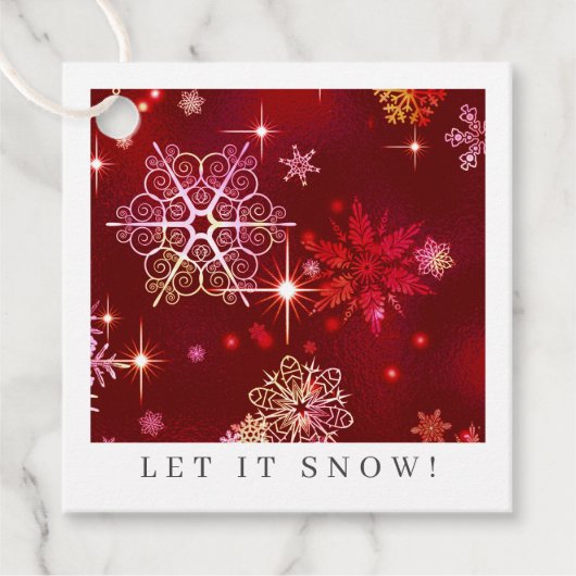  Snowflakes Pattern Red ID846 Bedankjes Labels (Voorkant)