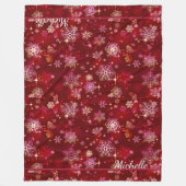 Snowflakes Pattern Red ID846 Fleece Deken (Voorkant)