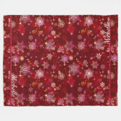 Snowflakes Pattern Red ID846 Fleece Deken (Voorkant (Horizontaal))