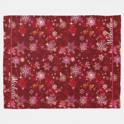 Snowflakes Pattern Red ID846 Fleece Deken (Voorkant (Horizontaal))