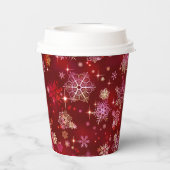  Snowflakes Pattern Red ID846 Papieren Bekers (Achterkant)