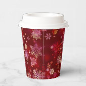  Snowflakes Pattern Red ID846 Papieren Bekers (Rechts)