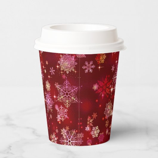  Snowflakes Pattern Red ID846 Papieren Bekers (Rechts)