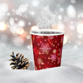 Snowflakes Pattern Red ID846 Papieren Bekers