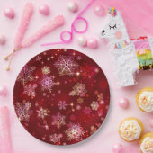  Snowflakes Pattern Red ID846 Papieren Bordje (Feest)