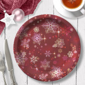  Snowflakes Pattern Red ID846 Papieren Bordje